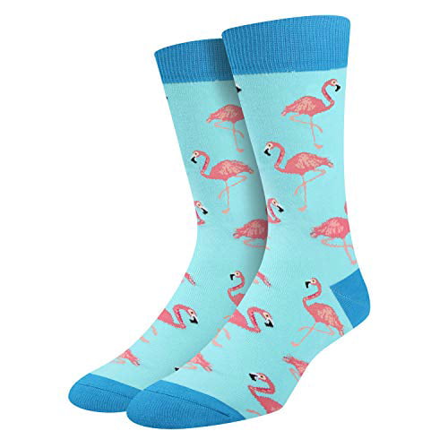 Flamingo Blue Background Pattern Unisex Funny Casual Crew Socks Athletic Socks For Boys Girls Kids Teenagers 